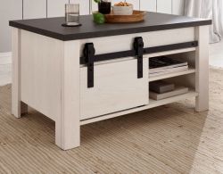 Couchtisch Stove in wei� Pinie und anthrazit Landhaus Beistelltisch 93 x 60 cm