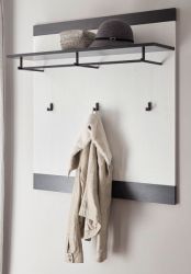 Garderobenpaneel Stove in wei� Pinie und anthrazit Landhaus Wandgarderobe 92 x 100 cm