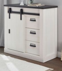 Kommode Stove in wei� Pinie und anthrazit Landhaus Flurkommode 93 x 91 cm