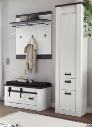 Garderobe Set 4-teilig Stove in wei� Pinie und anthrazit Landhaus Garderobenkombination 164 x 201 cm