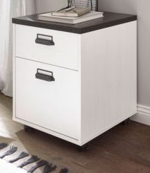 Rollcontainer Stove in wei� Pinie und anthrazit Landhaus Schreibtisch Container 47 x 60 cm