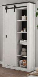Badezimmer Hochschrank Stove in wei� Pinie und anthrazit Landhaus Badm�bel Regalschrank 93 x 201 cm
