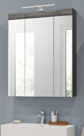 Badezimmer Spiegelschrank Shawn in Rauchsilber grau Badschrank 3-t�rig 60 x 79 cm