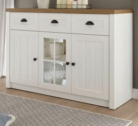 Sideboard Seyne in wei� Pinie und Eiche hell Landhaus Kommode 130 x 86 cm
