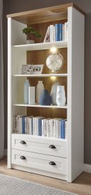 Regal Seyne in wei� Pinie und Eiche hell Landhaus Standregal 90 x 198 cm