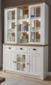 Buffetschrank Seyne in wei� Pinie und Eiche hell Landhaus Buffet 130 x 198 cm