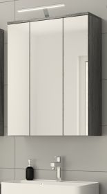 Badezimmer Spiegelschrank Bailey in Rauchsilber grau Badschrank 3-t�rig 60 x 77 cm