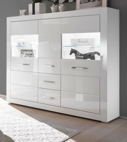 Highboard Carrara in wei� Hochglanz Wohn- und Esszimmer Anrichte 149 x 142 cm