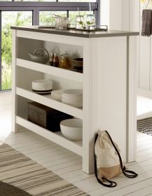 K�chentheke Stove in wei� Pinie und anthrazit Landhaus K�cheninsel freistehend 130 cm