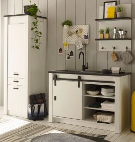 K�che Stove in wei� Pinie und anthrazit Landhaus K�chenschrank Set 3-teilig
