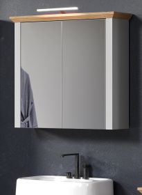 Badezimmer Spiegelschrank Landside in grau und Eiche Artisan Landhaus Badschrank 2-t�rig 78 x 73 cm
