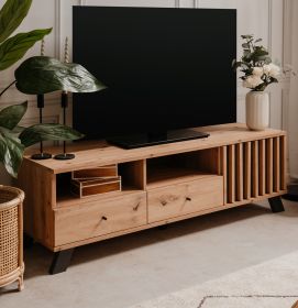 TV-Lowboard Madem in Artisan Eiche und Anthrazit mit 3D-Lamellen TV Unterteil 138 cm