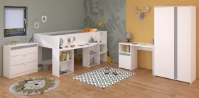 Parisot Kinder- und Jugendzimmer Pirouette11 in wei� mit grau oder rosa Komplett-Set 4-teilig