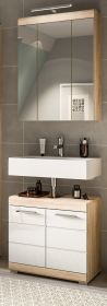 Badm�bel Set 2-teilig Mambo in wei� Hochglanz und Sonoma Eiche Badkombination 60 x 191 cm