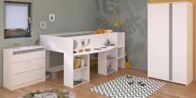 Parisot Kinder- und Jugendzimmer Pirouette12 in wei� mit grau oder rosa Komplett-Set 3-teilig