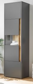 Aktenschrank Center in grau matt und Wotan Eiche Vitrine f�r Homeoffice und B�ro 50 x 200 cm