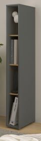 Aktenregal Center in grau matt und Wotan Eiche Standregal f�r Homeoffice und B�ro 20 x 158 cm