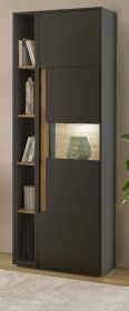 Aktenschrank Set Center in grau matt und Wotan Eiche Vitrine und Regal f�r Homeoffice 70 x 200 cm