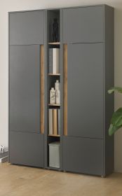 Aktenschrank Set Center in grau mit Wotan Eiche 2x Schrank mit Regal f�r B�ro und Homeoffice 120 x 200 cm