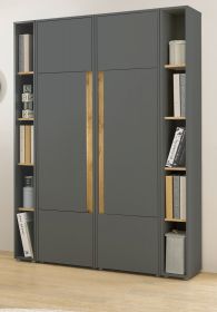Aktenschrank Set Center in grau mit Wotan Eiche 2x Schrank und 2x Regal B�ro und Homeoffice 140 x 200 cm