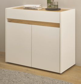 B�ro Kommode Center in wei� und Wotan Eiche B�roschrank f�r Homeoffice und B�ro 80 x 70 cm