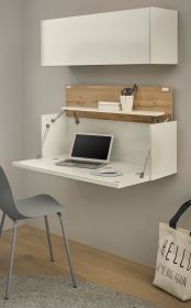 B�rom�bel Set Center in wei� und Wotan Eiche B�roschrank und Sekret�r h�ngend f�r Homeoffice 100 cm