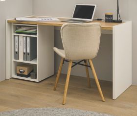 B�rom�bel Set Center in wei� und Wotan Eiche mit Schreibtisch und Aktenregal f�r Homeoffice