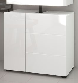 Waschbeckenunterschrank Larik in wei� Hochglanz Badezimmer Unterschrank 60 x 56 cm