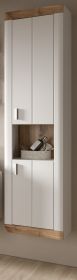 Badezimmer Hochschrank Sopela wei� und Nox Eiche Landhaus H�ngeschrank 45 x 172 cm, Soft-Close