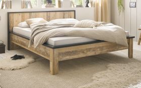 Bett Stove in Used Wood hell und anthrazit Doppelbett Liegefl�che 180 x 200 cm