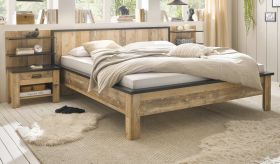 Schlafzimmer Set 5-teilig Stove in Used Wood hell und anthrazit mit Doppelbett Liegefl�che 180 x 200 cm
