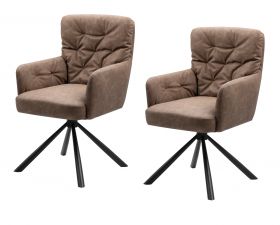 2 x Stuhl Milos in braun Leder-Optik 180� drehbar K�chen- und Esszimmerstuhl 2er Set