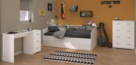 Parisot Kinder- und Jugendzimmer Sleep44 in wei� Komplett-Set 3-teilig mit Stauraumbett, Schreibtisch und Kommode
