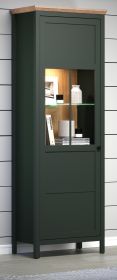 Vitrine Meadow in gr�n und Evoke Eiche Landhaus Vitrinenschrank inklusive LED Beleuchtung 69 x 198 cm