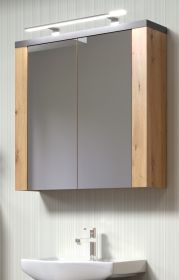 Badezimmer Spiegelschrank Jorik in Artisan Eiche und Grau, Badschrank 2-t�rig 79 x 78 cm