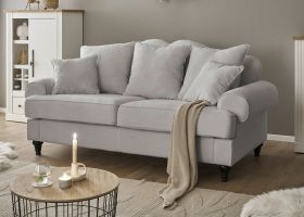 Sofa Adelina in hellgrau Landhaus Couch 3-Sitzer 200 cm