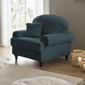 Sessel Adelina in blaugr�n Landhaus Loungesessel 110 cm