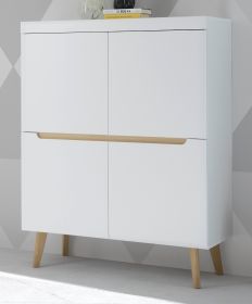 Highboard Isgard in wei� matt und Scandi Eiche Kommode skandinavisch 107 x 134 cm